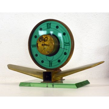 INCREDIBILE OROLOGIO IATOS FUTURISTA DESIGN AEREO VETRO MURANO FONTANARTE TAVOLO