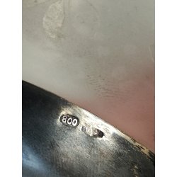 ANTICO VASO VETRO PORTA CILIEGIE SOTTO SPIRITO ARGENTO 800 GLASS VASE EPOCA 1900