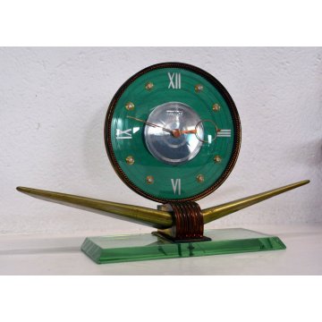 INCREDIBILE OROLOGIO IATOS FUTURISTA DESIGN AEREO VETRO MURANO FONTANARTE TAVOLO