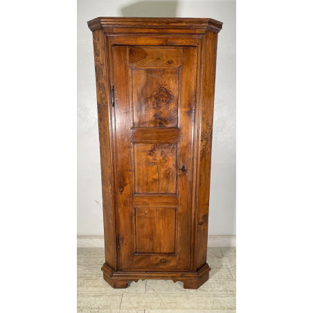 ANTICA ANGOLIERA epoca '800 LEGNO NOCE ANTA 4 RIPIANI MOBILE AD ANGOLO STIPO OLD