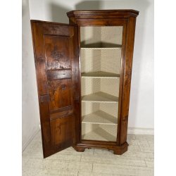ANTICA ANGOLIERA epoca '800 LEGNO NOCE ANTA 4 RIPIANI MOBILE AD ANGOLO STIPO OLD