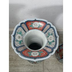 ANTICA COPPIA VASI GIAPPONESI EPOCA 1930 PORCELLANA ARITA IMARI DECORO FIORI