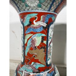 ANTICA COPPIA VASI GIAPPONESI EPOCA 1930 PORCELLANA ARITA IMARI DECORO FIORI