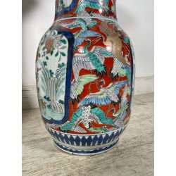 ANTICA COPPIA VASI GIAPPONESI EPOCA 1930 PORCELLANA ARITA IMARI DECORO FIORI
