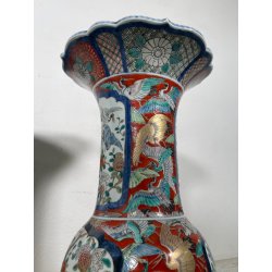 ANTICA COPPIA VASI GIAPPONESI EPOCA 1930 PORCELLANA ARITA IMARI DECORO FIORI