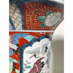 ANTICA COPPIA VASI GIAPPONESI EPOCA 1930 PORCELLANA ARITA IMARI DECORO FIORI