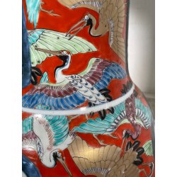 ANTICA COPPIA VASI GIAPPONESI EPOCA 1930 PORCELLANA ARITA IMARI DECORO FIORI