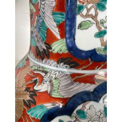 ANTICA COPPIA VASI GIAPPONESI EPOCA 1930 PORCELLANA ARITA IMARI DECORO FIORI