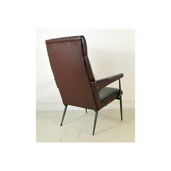 FANTASTICA POLTRONA ANNI 50 SKAY CHAIR PELLE FERRO SEDIA SALA VINTAGE DESIGN