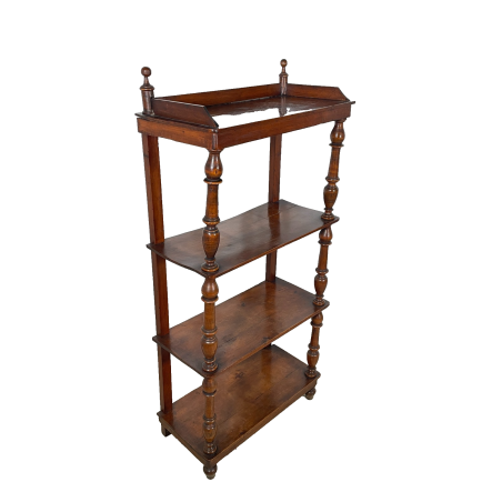 ANTICA ETAGERE LEGNO NOCE EPOCA 1800 LIBRERIA CONSOLLE MOBILE SCAFFALE 4 RIPIANI