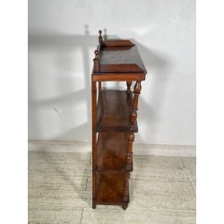 ANTICA ETAGERE LEGNO NOCE EPOCA 1800 LIBRERIA CONSOLLE MOBILE SCAFFALE 4 RIPIANI