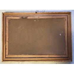 ANTICO DIPINTO OLIO PAESAGGIO FLUVIALE  LAGO FIUME MONTAGNE PESCATORE PESCA '900