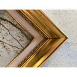 ANTICO DIPINTO OLIO PAESAGGIO FLUVIALE  LAGO FIUME MONTAGNE PESCATORE PESCA '900