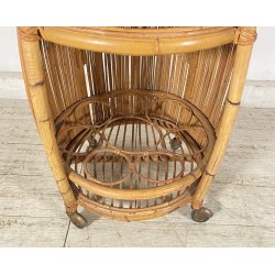 CARRELLO BAR DESIGN Tito Agnoli VIMINI BAMBÙ PORTAVIVANDE ANNI 60 CARRELLINO