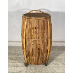 CARRELLO BAR DESIGN Tito Agnoli VIMINI BAMBÙ PORTAVIVANDE ANNI 60 CARRELLINO