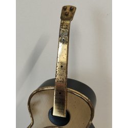 Swiza OROLOGIO TAVOLO CHITARRA suoneria CARILLON anni 50 DORATO Old Alarm Clock