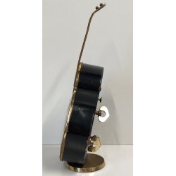 Swiza OROLOGIO TAVOLO CHITARRA suoneria CARILLON anni 50 DORATO Old Alarm Clock