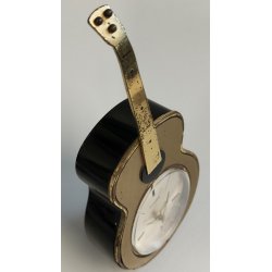 Swiza OROLOGIO TAVOLO CHITARRA suoneria CARILLON anni 50 DORATO Old Alarm Clock