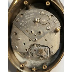 Swiza OROLOGIO TAVOLO OVALE 8 days SUONERIA anni 60 DORATO Old Alarm Clock