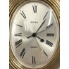 Swiza OROLOGIO TAVOLO cornice OVALE quartz SUONERIA anni 70 DORATO Alarm Clock