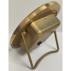 Swiza OROLOGIO TAVOLO cornice OVALE quartz SUONERIA anni 70 DORATO Alarm Clock