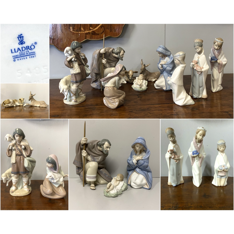 PRESEPE Lladrò PORCELAIN 10 Pz. FIGURINE SACRA FAMIGLIA NATIVITA' RE MAGI '900