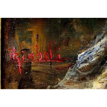 ANTICO QUADRO DIPINTO OLIO TAVOLA Ginbelli ? RITRATTO GIOVANE DONNA PROFILO '900