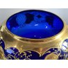 VINTAGE SET LIQUORE PUNCH VETRO Murano 6 Pers. BLU COBALTO FIORI ORO TREFUOCHI