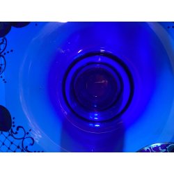 VINTAGE SET LIQUORE PUNCH VETRO Murano 6 Pers. BLU COBALTO FIORI ORO TREFUOCHI