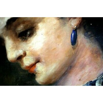 ANTICO QUADRO DIPINTO OLIO TAVOLA Ginbelli ? RITRATTO GIOVANE DONNA PROFILO '900