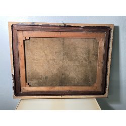 ANTICO QUADRO DIPINTO olio tela VENEZIA 1800 CHIOGGIA PONTE BARCA CORNICE OLD