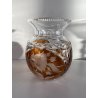 VASO CRISTALLO BOEMIA DECORO FLOREALE MOLATO CUT TO CLEAR AMBRA TRASPARENTE '900