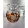 VASO CRISTALLO BOEMIA DECORO FLOREALE MOLATO CUT TO CLEAR AMBRA TRASPARENTE '900