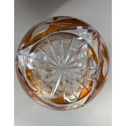 VASO CRISTALLO BOEMIA DECORO FLOREALE MOLATO CUT TO CLEAR AMBRA TRASPARENTE '900