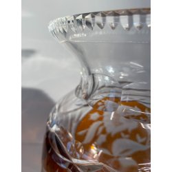 VASO CRISTALLO BOEMIA DECORO FLOREALE MOLATO CUT TO CLEAR AMBRA TRASPARENTE '900