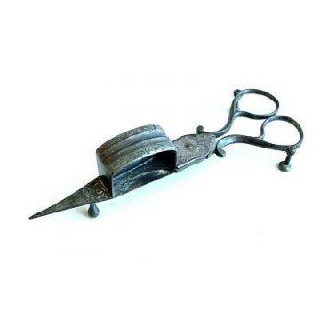 FORBICI SPEGNI STOPPINO CANDELA FERRO BATTUTO CANDLE SNUFFER SCISSORS '800