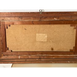 ANTICO QUADRO DIPINTO OLIO I. Karpoff CORNICE PAESAGGIO LACUSTRE FIUME BOSCO OLD