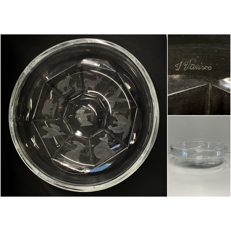 COPPA CIOTOLA VINTAGE I. Varisco DECORO INCISO CACCIA ARCIERE ANIMALI ø 26x9cm