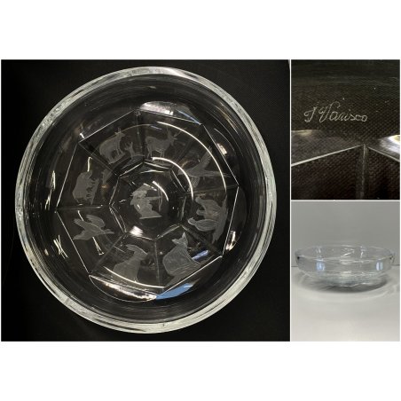 COPPA CIOTOLA VINTAGE I. Varisco DECORO INCISO CACCIA ARCIERE ANIMALI ø 26x9cm