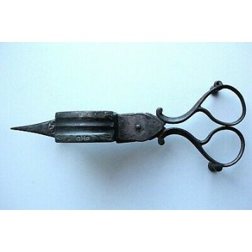 FORBICI SPEGNI STOPPINO CANDELA FERRO BATTUTO CANDLE SNUFFER SCISSORS '800