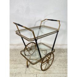 ANTICO CARRELLO BAR DESIGN CESARE LACCA ANNI 50 LEGNO OTTONE CARRELLINO VASSOIO
