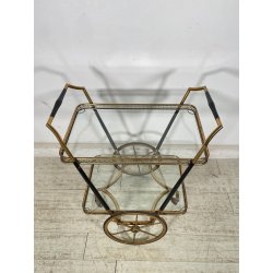 ANTICO CARRELLO BAR DESIGN CESARE LACCA ANNI 50 LEGNO OTTONE CARRELLINO VASSOIO