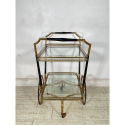 ANTICO CARRELLO BAR DESIGN CESARE LACCA ANNI 50 LEGNO OTTONE CARRELLINO VASSOIO