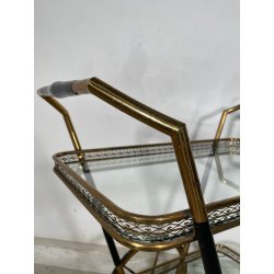 ANTICO CARRELLO BAR DESIGN CESARE LACCA ANNI 50 LEGNO OTTONE CARRELLINO VASSOIO
