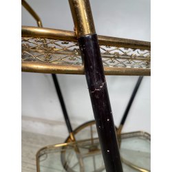 ANTICO CARRELLO BAR DESIGN CESARE LACCA ANNI 50 LEGNO OTTONE CARRELLINO VASSOIO