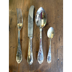 SET POSATE VINTAGE 12 Pers. METALLO PLACCATO ARGENTO 800 DESIGN CLASSICO '40/'50