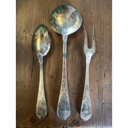 SET POSATE VINTAGE 12 Pers. METALLO PLACCATO ARGENTO 800 DESIGN CLASSICO '40/'50