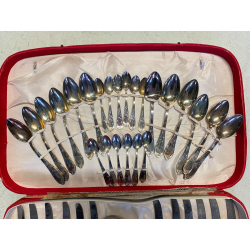 SET POSATE VINTAGE 12 Pers. METALLO PLACCATO ARGENTO 800 DESIGN CLASSICO '40/'50