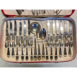 SET POSATE VINTAGE 12 Pers. METALLO PLACCATO ARGENTO 800 DESIGN CLASSICO '40/'50