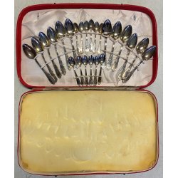 SET POSATE VINTAGE 12 Pers. METALLO PLACCATO ARGENTO 800 DESIGN CLASSICO '40/'50